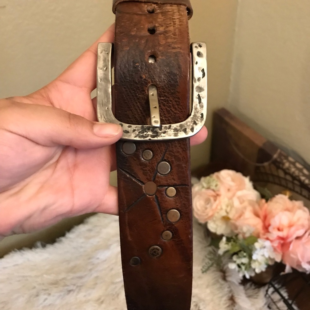 Leather studded belt
